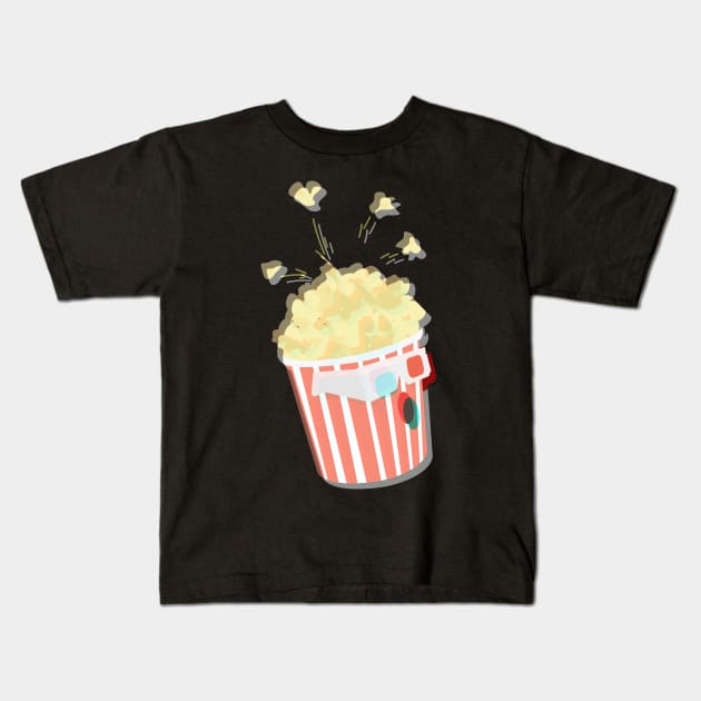 Aesthetic Popcorn | Anaglyph | Retro Vintage 3d Glasses Kids T-Shirt by Fluffy-Vectors